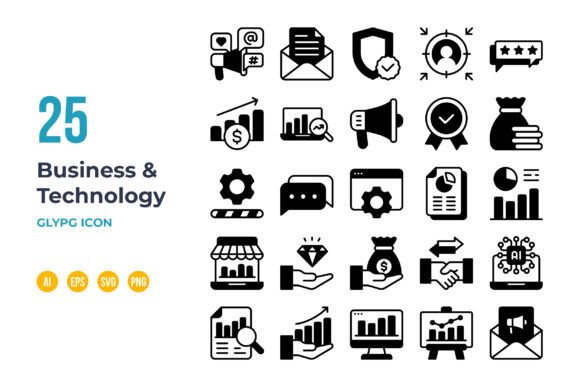 Business and Technology Icon in Glyph for Crafting and Graphics