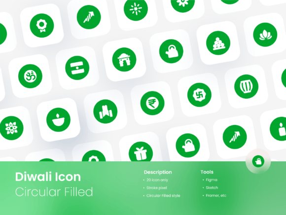 Diwali Icon Set Circular Filled Style Review