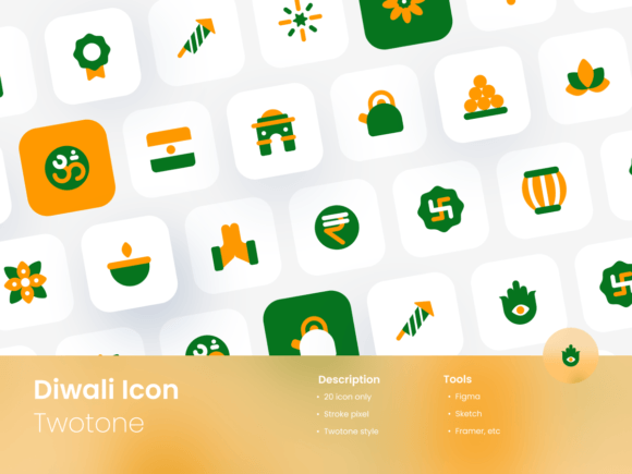 Diwali Icon Set Two-Tone Style for Modern Graphics and Icons