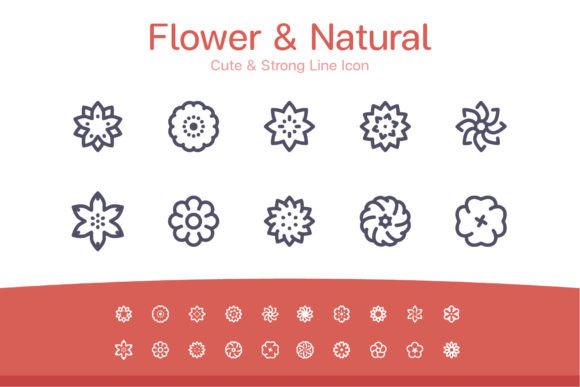 Flower Natural Line Icon Graphics for Handmade Creations