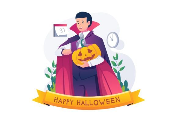 Halloween Dracula Illustration for Branding and Packaging