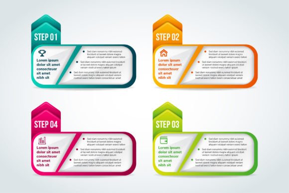 Infographic Arrow Four Step Graphics for Modern Web Design