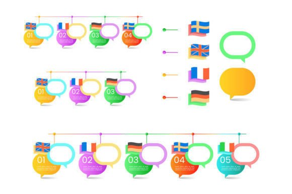 Languages Learning Infographic Set for Modern Web Design
