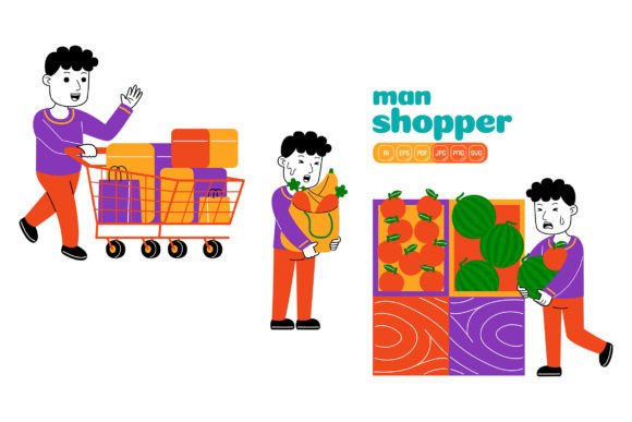 Man Shopper Vector Pack 03 for Graphics and Illustrations
