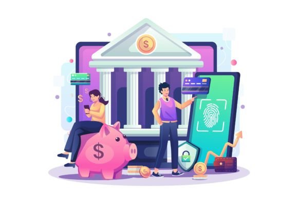 Online Payment Banking Illustration for Modern Graphics