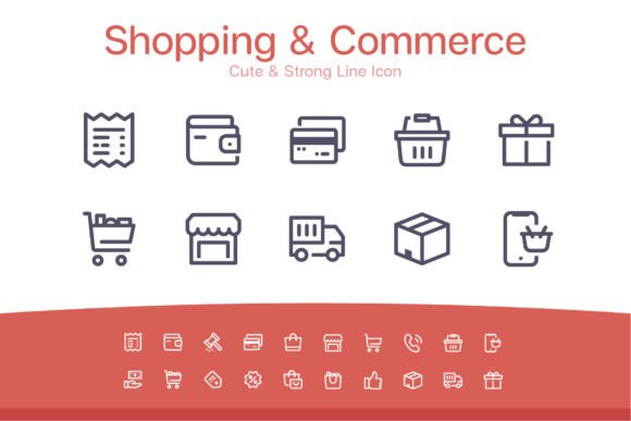 Shopping Commerce Line Icon Graphics for Handmade Creations