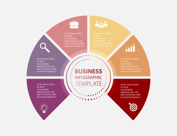 Three Quarters Circle Business Chart for Infographics and Graphics